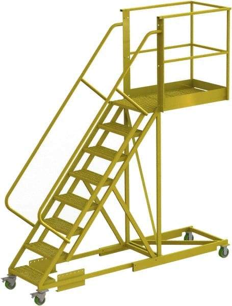 TRI-ARC - 122" 8 Step Configurable Cantilever Ladder - Supported, 300 Lb Capacity, 80" Platform Height, 30" Base Width x 109" Base Depth, Serrated - USA Tool & Supply