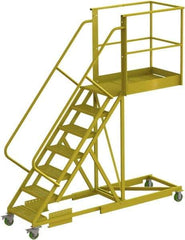 TRI-ARC - 112" 7 Step Configurable Cantilever Ladder - Supported, 300 Lb Capacity, 70" Platform Height, 30" Base Width x 101" Base Depth, Serrated - USA Tool & Supply