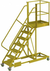 TRI-ARC - 112" 7 Step Configurable Cantilever Ladder - Supported, 300 Lb Capacity, 70" Platform Height, 30" Base Width x 91" Base Depth, Perforated Tread - USA Tool & Supply