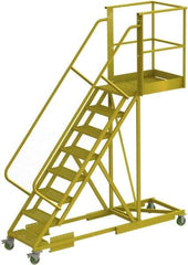 TRI-ARC - 122" 8 Step Configurable Cantilever Ladder - Supported, 300 Lb Capacity, 80" Platform Height, 30" Base Width x 99" Base Depth, Perforated Tread - USA Tool & Supply