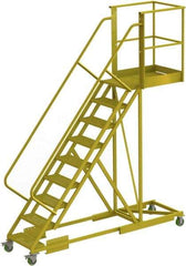 TRI-ARC - 132" 9 Step Configurable Cantilever Ladder - Supported, 300 Lb Capacity, 90" Platform Height, 30" Base Width x 107" Base Depth, Perforated Tread - USA Tool & Supply