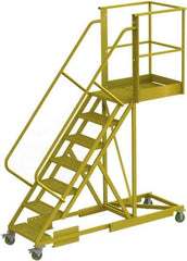 TRI-ARC - 112" 7 Step Configurable Cantilever Ladder - Supported, 300 Lb Capacity, 70" Platform Height, 30" Base Width x 91" Base Depth, Serrated - USA Tool & Supply