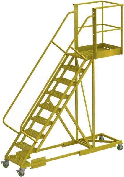 TRI-ARC - 132" 9 Step Configurable Cantilever Ladder - Supported, 300 Lb Capacity, 90" Platform Height, 30" Base Width x 107" Base Depth, Serrated - USA Tool & Supply