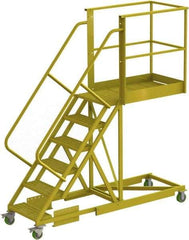 TRI-ARC - 102" 6 Step Configurable Cantilever Ladder - Supported, 300 Lb Capacity, 60" Platform Height, 30" Base Width x 92" Base Depth, Perforated Tread - USA Tool & Supply