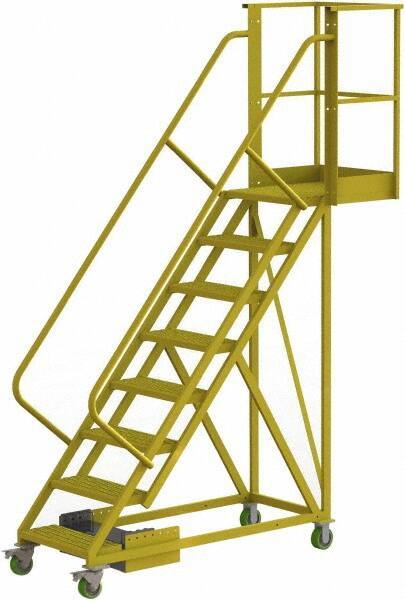 TRI-ARC - 122" 8 Step Configurable Cantilever Ladder - Unsupported, 300 Lb Capacity, 80" Platform Height, 30" Base Width x 89" Base Depth, Perforated Tread - USA Tool & Supply