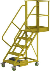 TRI-ARC - 92" 5 Step Configurable Cantilever Ladder - Unsupported, 300 Lb Capacity, 50" Platform Height, 30" Base Width x 64" Base Depth, Serrated - USA Tool & Supply