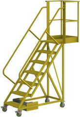 TRI-ARC - 112" 7 Step Configurable Cantilever Ladder - Unsupported, 300 Lb Capacity, 70" Platform Height, 30" Base Width x 81" Base Depth, Serrated - USA Tool & Supply