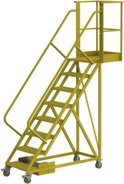 TRI-ARC - 122" 8 Step Configurable Cantilever Ladder - Unsupported, 300 Lb Capacity, 80" Platform Height, 30" Base Width x 89" Base Depth, Serrated - USA Tool & Supply