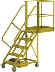 TRI-ARC - 92" 5 Step Configurable Cantilever Ladder - Unsupported, 300 Lb Capacity, 50" Platform Height, 30" Base Width x 74" Base Depth, Perforated Tread - USA Tool & Supply