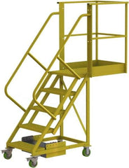 TRI-ARC - 92" 5 Step Configurable Cantilever Ladder - Unsupported, 300 Lb Capacity, 50" Platform Height, 30" Base Width x 74" Base Depth, Serrated - USA Tool & Supply