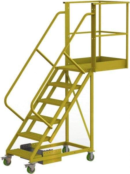 TRI-ARC - 102" 6 Step Configurable Cantilever Ladder - Unsupported, 300 Lb Capacity, 60" Platform Height, 30" Base Width x 82" Base Depth, Serrated - USA Tool & Supply