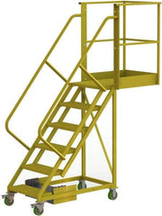 TRI-ARC - 102" 6 Step Configurable Cantilever Ladder - Unsupported, 300 Lb Capacity, 60" Platform Height, 30" Base Width x 82" Base Depth, Serrated - USA Tool & Supply