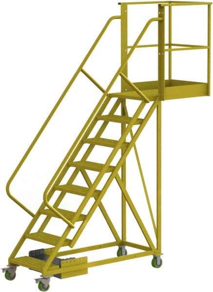 TRI-ARC - 122" 8 Step Configurable Cantilever Ladder - Unsupported, 300 Lb Capacity, 80" Platform Height, 30" Base Width x 99" Base Depth, Serrated - USA Tool & Supply