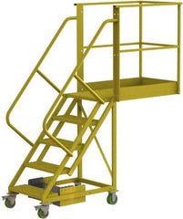 TRI-ARC - 92" 5 Step Configurable Cantilever Ladder - Unsupported, 300 Lb Capacity, 50" Platform Height, 30" Base Width x 84" Base Depth, Perforated Tread - USA Tool & Supply