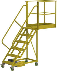 TRI-ARC - 102" 6 Step Configurable Cantilever Ladder - Unsupported, 300 Lb Capacity, 60" Platform Height, 30" Base Width x 92" Base Depth, Serrated - USA Tool & Supply