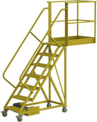 TRI-ARC - 112" 7 Step Configurable Cantilever Ladder - Unsupported, 300 Lb Capacity, 70" Platform Height, 30" Base Width x 101" Base Depth, Serrated - USA Tool & Supply
