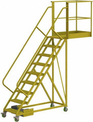 TRI-ARC - 132" 9 Step Configurable Cantilever Ladder - Unsupported, 300 Lb Capacity, 90" Platform Height, 30" Base Width x 117" Base Depth, Serrated - USA Tool & Supply