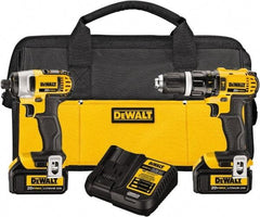 DeWALT - 20 Volt Cordless Tool Combination Kit - Includes 1/2" Hammer Drill & 1/4" Impact Driver, Lithium-Ion Battery Included - USA Tool & Supply