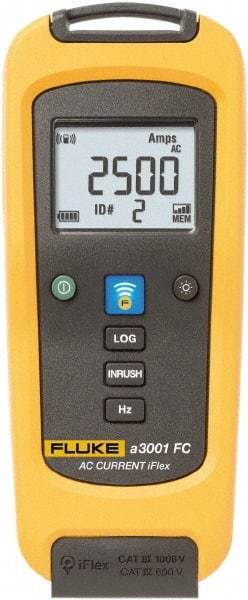 Fluke - FLK-A3001 FC, CAT IV, CAT III, Digital True RMS Wireless Clamp Meter with 10" Flex Jaws - 2500 AC Amps, Measures Current - USA Tool & Supply