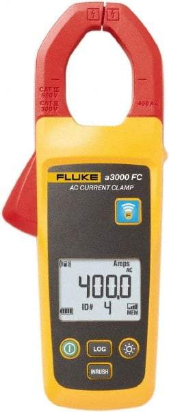 Fluke - FLK-A3000 FC, CAT III, Digital True RMS Wireless Clamp Meter with 1.3386" Clamp On Jaws - 400 AC Amps, Measures Current - USA Tool & Supply