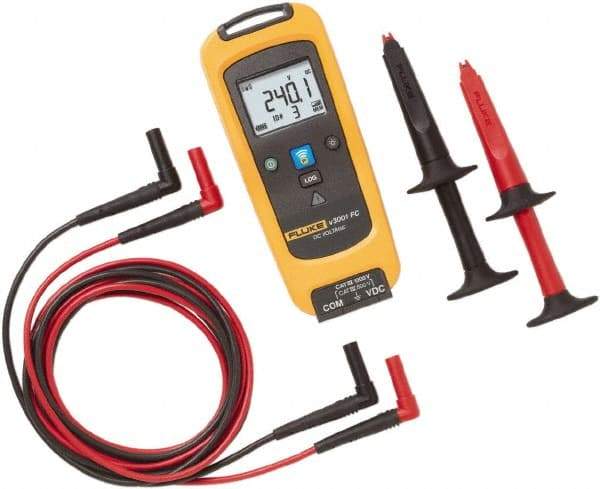 Fluke - 6 VDC to 1,000 VDC, Voltage Tester - LCD Display, +/-0.09 (up to 1,000 V), 0.15 (1,000 V)% Basic DC Accuracy, AA Power Supply - USA Tool & Supply