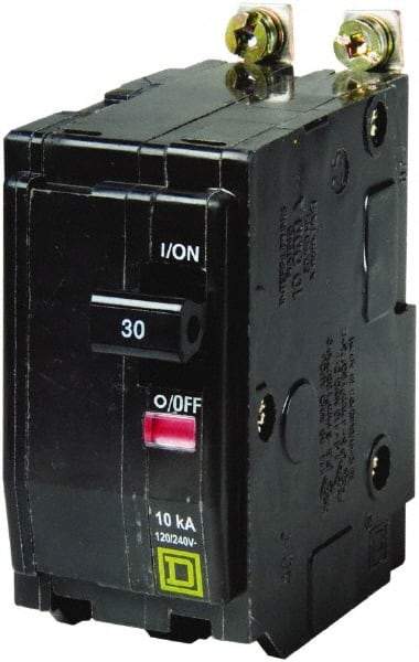 Square D - 30 Amp, 240 VAC, 2 Pole, Bolt On Miniature Circuit Breaker - 14-8 AWG - USA Tool & Supply