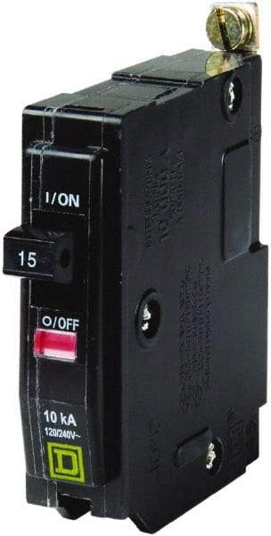 Square D - 15 Amp, 240 VAC, 1 Pole, Bolt On Miniature Circuit Breaker - 14-8 AWG - USA Tool & Supply