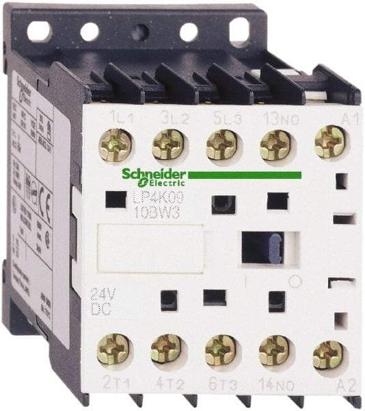 Schneider Electric - 3 Pole, 24 Coil VDC, 6 Amp at 440 VAC, Nonreversible IEC Contactor - BS 5424, CSA, IEC 60947, NF C 63-110, RoHS Compliant, UL Listed, VDE 0660 - USA Tool & Supply