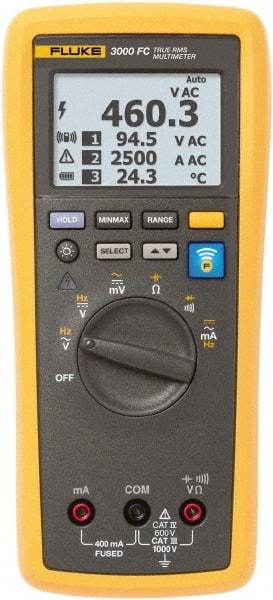 Fluke - 7 Piece, FC Wireless DC Voltage Kit - 1,000 Volt Max, LCD Display - USA Tool & Supply