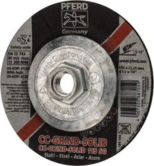 PFERD - 46 Grit, 4-1/2" Wheel Diam, Type 27 Depressed Center Wheel - Aluminum Oxide - USA Tool & Supply