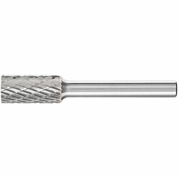 PFERD - 3/8" Cut Diam, 1/4" Shank Diam, Cylinder Head Double Cut Burr - Carbide, Flat End, 3/4" LOC, 2-1/2" OAL - USA Tool & Supply