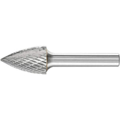 PFERD - 5/8" Cut Diam, 1/4" Shank Diam, Tree Head Double Cut Burr - Carbide, Point End, 1" LOC, 2-3/4" OAL - USA Tool & Supply
