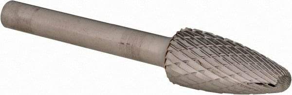 PFERD - 1/2" Cut Diam, 1/4" Shank Diam, Tree with Radius Head Double Cut Burr - Carbide, Radius End, 1" LOC, 2-3/4" OAL - USA Tool & Supply