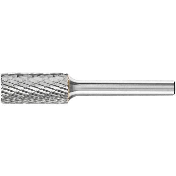 PFERD - 1/2" Cut Diam, 1/4" Shank Diam, Cylinder with End Cut Head Double Cut Burr - Carbide, End Cut End, 1" LOC, 2-3/4" OAL - USA Tool & Supply