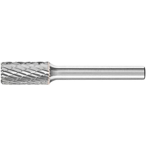 PFERD - 3/8" Cut Diam, 1/4" Shank Diam, Cylinder with End Cut Head Double Cut Burr - Carbide, End Cut End, 3/4" LOC, 2-1/2" OAL - USA Tool & Supply