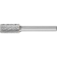 PFERD - 3/8" Cut Diam, 1/4" Shank Diam, Cylinder with End Cut Head Double Cut Burr - Carbide, End Cut End, 3/4" LOC, 2-1/2" OAL - USA Tool & Supply