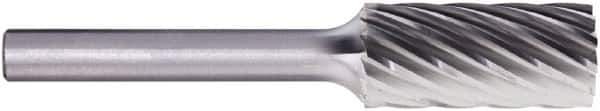 PFERD - 1/2" Cut Diam, 1/4" Shank Diam, Cylinder Head Fluted Cut Burr - Carbide, Flat End, 1" LOC, 2-3/4" OAL - USA Tool & Supply