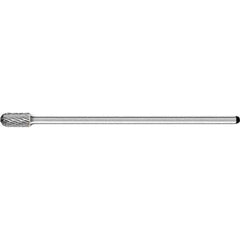 PFERD - 3/8" Cut Diam, 1/4" Shank Diam, Cone Head Double Cut Burr - Carbide, Radius End, 3/4" LOC, 6-5/8" OAL - USA Tool & Supply