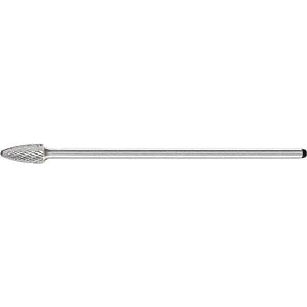PFERD - 1/2" Cut Diam, 1/4" Shank Diam, Tree with Radius Head Double Cut Burr - Carbide, Radius End, 1" LOC, 6-7/8" OAL - USA Tool & Supply