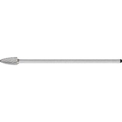 PFERD - 1/2" Cut Diam, 1/4" Shank Diam, Tree with Radius Head Double Cut Burr - Carbide, Radius End, 1" LOC, 6-7/8" OAL - USA Tool & Supply