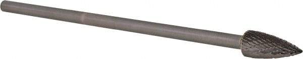 PFERD - 1/2" Cut Diam, 1/4" Shank Diam, Tree Head Double Cut Burr - Carbide, Point End, 1" LOC, 6-7/8" OAL - USA Tool & Supply