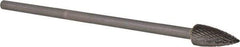 PFERD - 1/2" Cut Diam, 1/4" Shank Diam, Tree Head Double Cut Burr - Carbide, Point End, 1" LOC, 6-7/8" OAL - USA Tool & Supply