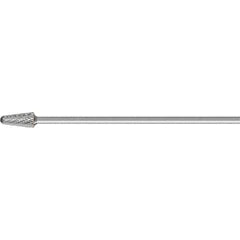 PFERD - 1/2" Cut Diam, 1/4" Shank Diam, Taper Head Double Cut Burr - Carbide, Radius End, 1-1/8" LOC, 7-3/16" OAL - USA Tool & Supply