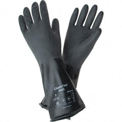 Ansell - 14 mil Thick, Chemical Resistant Gloves - SZ 7 14"14ML BLK 1/PR CHEM-TEK RGH FIN CHEM GLV - USA Tool & Supply