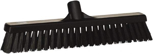 Vikan - 16" Combo Duty Synthetic Push Broom - 2" Bristle Length, Plastic Block, European Threaded Handle Connection - USA Tool & Supply