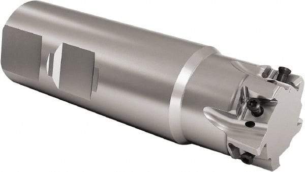 Seco - 0.7" Cut Diam, 8mm Max Depth of Cut, 3/4" Shank Diam, 3-1/2" OAL, Indexable Square Shoulder End Mill - LOEX Inserts, Weldon Shank, 90° Lead Angle, Through Coolant, Series Square T4-08 - USA Tool & Supply