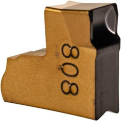Iscar - TAG3 MF IC808 Grade, 0.1181" Cutting Width, Carbide Cutoff Insert - Neutral Lead Angle, 0.0079" Cnr Rad, TiN/TiAlN Coated, Single End - USA Tool & Supply