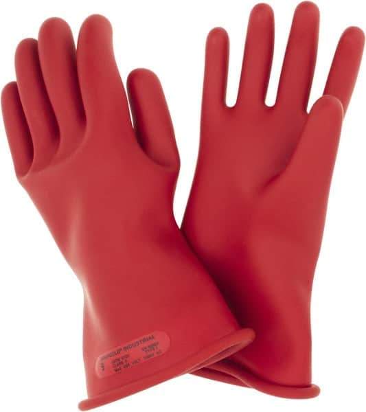 Ansell - Class 0, Size 9, 11" Long, Rubber Lineman's Glove - 5,000 AC Max Use Voltage, 1,000 AC Test Voltage, Red, ASTM D120 - USA Tool & Supply