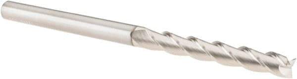 SGS - 1/4", 1-3/4" LOC, 1/4" Shank Diam, 4" OAL, 3 Flute, Solid Carbide Square End Mill - Single End, TiB2 Finish, Spiral Flute, 38° Helix, Centercutting, Right Hand Cut, Right Hand Flute, Series 43 - USA Tool & Supply