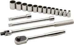 Ability One - 1/2" Drive Socket Set - 12 Points, 3/8" to 1-1/8" Range, Inch Measurement Standard - USA Tool & Supply